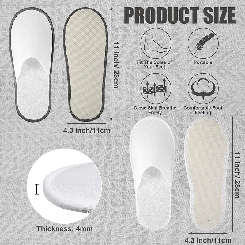 20-120Pairs Disposable Slippers for Guests Non-Slip Hotel Spa Slippers Unisex Brushed Plush Slides for Travel Households Shoes