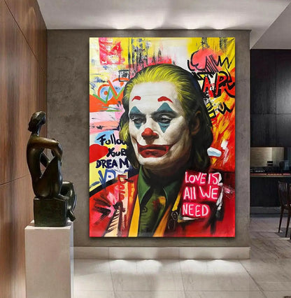 Large Wall Art Street Graffiti Joker Posters Canvas Pop Art Inspiring Quote Love All We Need Pictures for Living Room Home Decor
