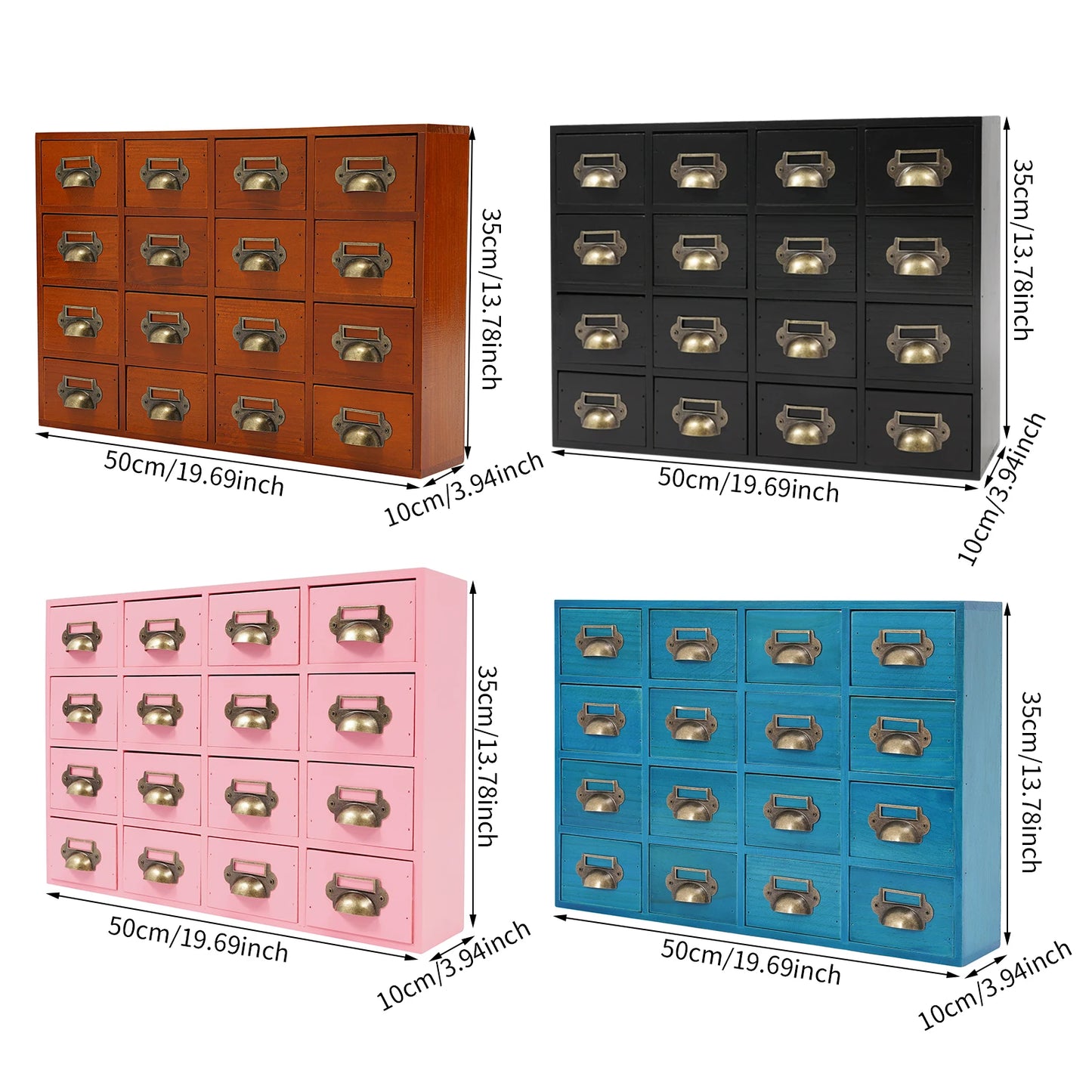 16 Drawer Cabinet, Wooden Medicine Cabinet with Handle, Desktop Drawer Organizer for Households, Offices, Small Workshops