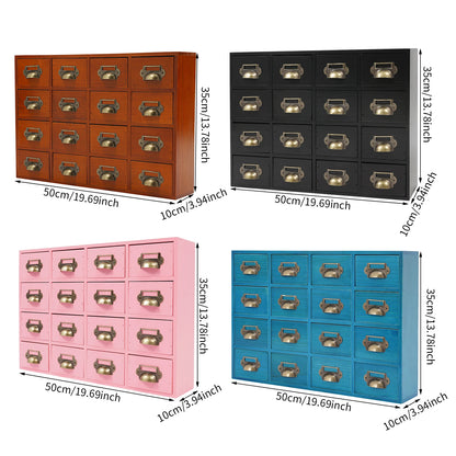 16 Drawer Cabinet, Wooden Medicine Cabinet with Handle, Desktop Drawer Organizer for Households, Offices, Small Workshops