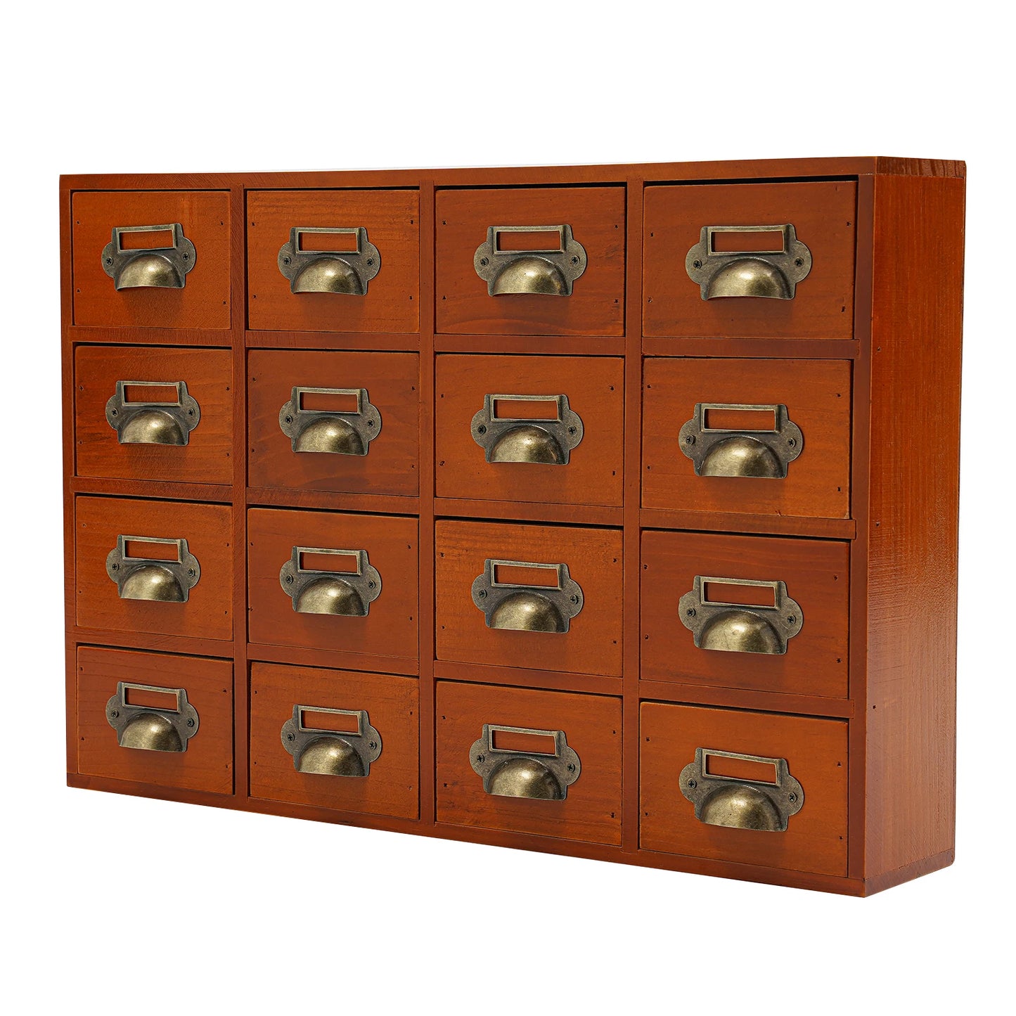 16 Drawer Cabinet, Wooden Medicine Cabinet with Handle, Desktop Drawer Organizer for Households, Offices, Small Workshops