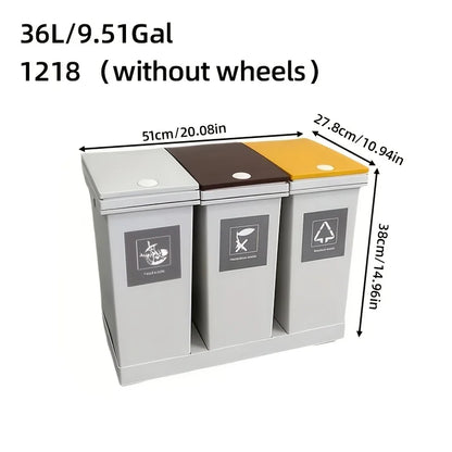 1 set of pulley type classification garbage bin, 20L/36L/40L/60L,kitchen garbage dry and wet separation,suitable for households