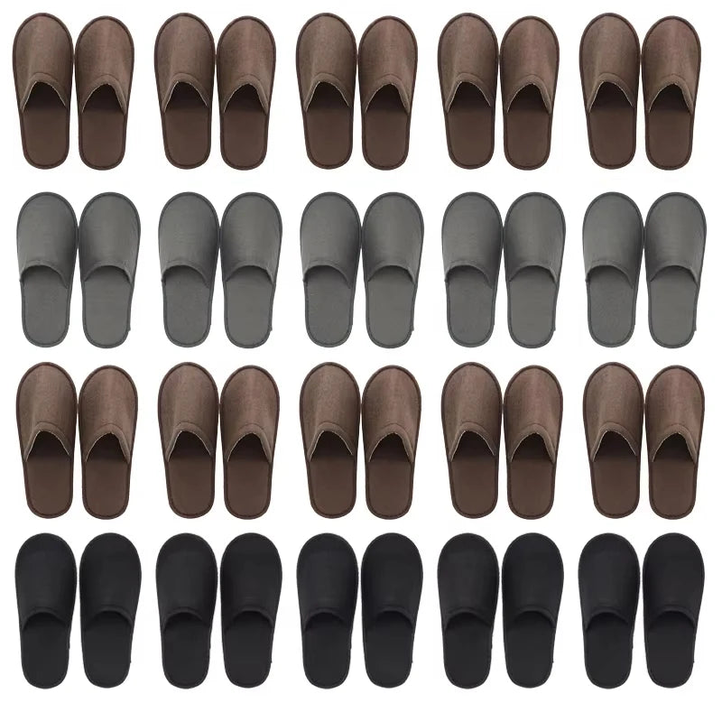 20-120Pairs Disposable Slippers for Guests Non-Slip Hotel Spa Slippers Unisex Brushed Plush Slides for Travel Households Shoes