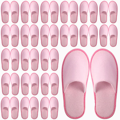 20-120Pairs Disposable Slippers for Guests Non-Slip Hotel Spa Slippers Unisex Brushed Plush Slides for Travel Households Shoes
