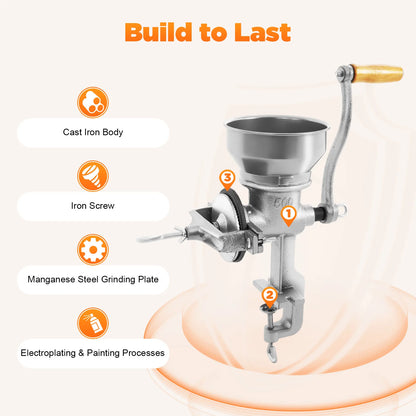 Manual Graining Machine Hand-cranked Grain Grinder Hand Crank Mill 0.5kg/1.1lbs Iron for Households,Restaurants Coffee Nuts
