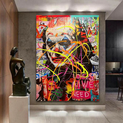 Large Wall Art Street Graffiti Joker Posters Canvas Pop Art Inspiring Quote Love All We Need Pictures for Living Room Home Decor