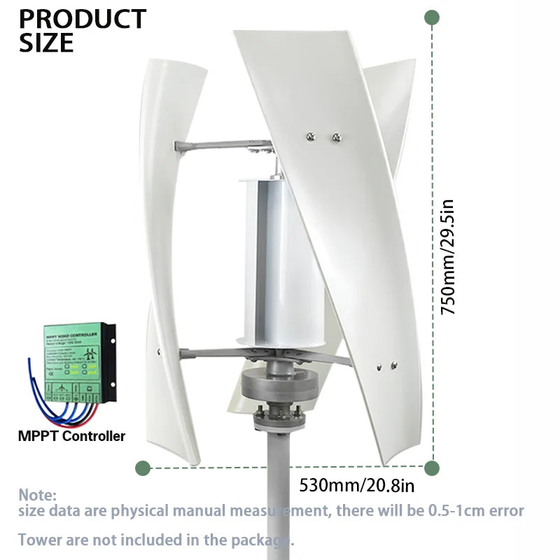 3000W 6000W Wind Turbine Generator 12V 24V 48V Vertical households/villas Farm MPPT Controller self-sufficient Small Windmill