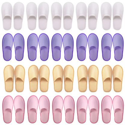 20-120Pairs Disposable Slippers for Guests Non-Slip Hotel Spa Slippers Unisex Brushed Plush Slides for Travel Households Shoes
