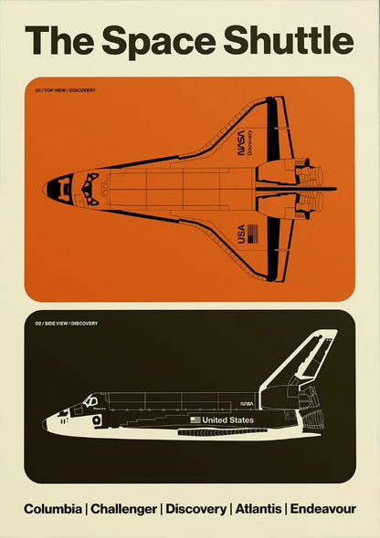 Retro Abstract Space Shuttle Sputnik Minimalist Posters and Prints Canvas Printing Wall Art Picture for Living Room Home Decor