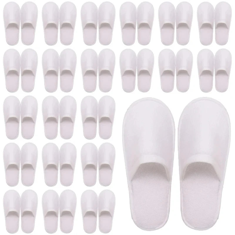 20-120Pairs Disposable Slippers for Guests Non-Slip Hotel Spa Slippers Unisex Brushed Plush Slides for Travel Households Shoes