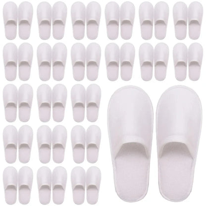 20-120Pairs Disposable Slippers for Guests Non-Slip Hotel Spa Slippers Unisex Brushed Plush Slides for Travel Households Shoes