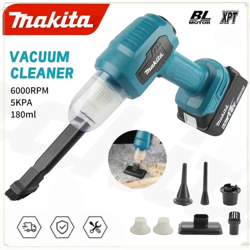 Makita Wireless - Charged Car Vacuum: Strong Suction Handheld Dual - Function (Blow/Suck) for Cars & Households 18v