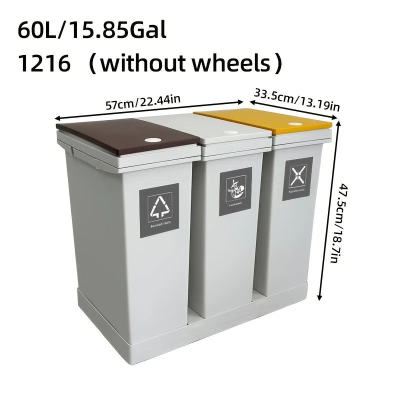 1 set of pulley type classification garbage bin, 20L/36L/40L/60L,kitchen garbage dry and wet separation,suitable for households