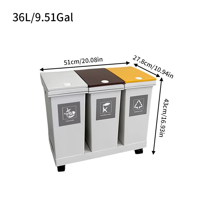 1 set of pulley type classification garbage bin, 20L/36L/40L/60L,kitchen garbage dry and wet separation,suitable for households