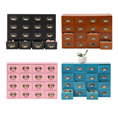 16 Drawer Cabinet, Wooden Medicine Cabinet with Handle, Desktop Drawer Organizer for Households, Offices, Small Workshops