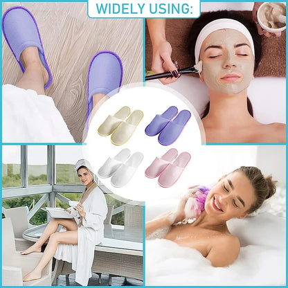 20-120Pairs Disposable Slippers for Guests Non-Slip Hotel Spa Slippers Unisex Brushed Plush Slides for Travel Households Shoes