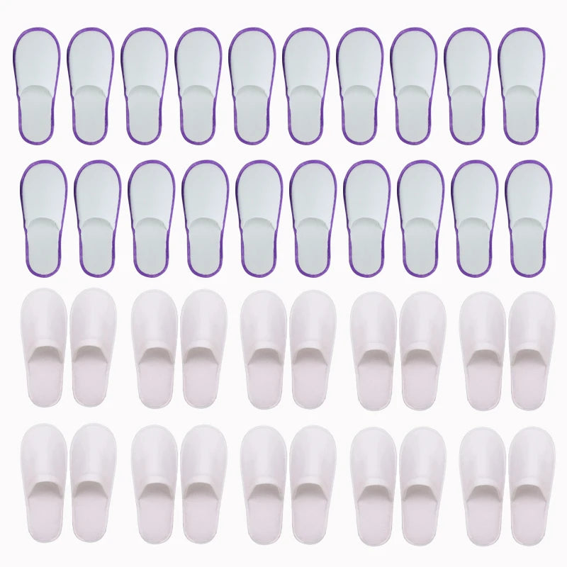 20-120Pairs Disposable Slippers for Guests Non-Slip Hotel Spa Slippers Unisex Brushed Plush Slides for Travel Households Shoes