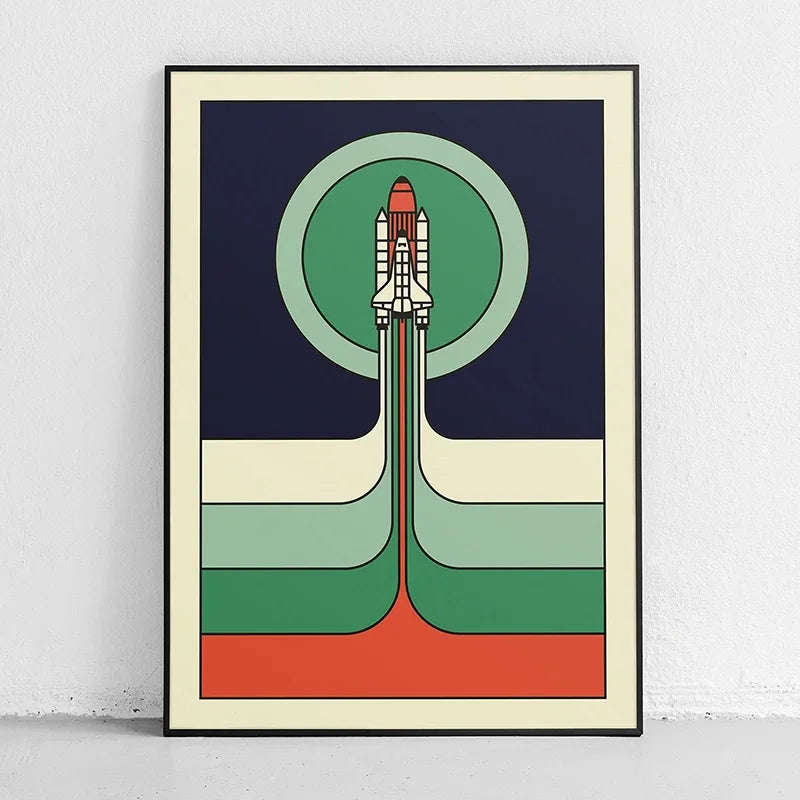 Retro Abstract Space Shuttle Sputnik Minimalist Posters and Prints Canvas Printing Wall Art Picture for Living Room Home Decor