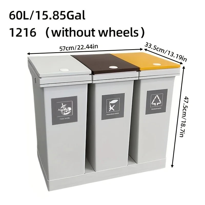 1 set of pulley type classification garbage bin, 20L/36L/40L/60L,kitchen garbage dry and wet separation,suitable for households