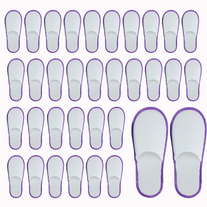 20-120Pairs Disposable Slippers for Guests Non-Slip Hotel Spa Slippers Unisex Brushed Plush Slides for Travel Households Shoes