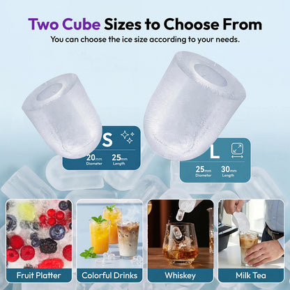 Loefme Ice Maker Cubes Machine Small Automatic Cleaning Bullet Shaped Ice Makers Fast Ice Making For Households Caffee Camping
