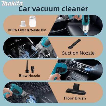 Makita Wireless - Charged Car Vacuum: Strong Suction Handheld Dual - Function (Blow/Suck) for Cars & Households 18v