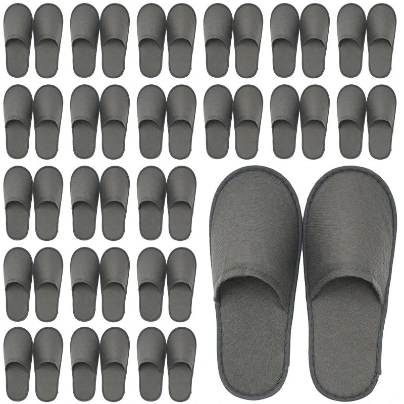 20-120Pairs Disposable Slippers for Guests Non-Slip Hotel Spa Slippers Unisex Brushed Plush Slides for Travel Households Shoes