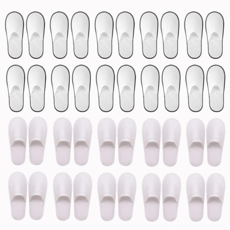 20-120Pairs Disposable Slippers for Guests Non-Slip Hotel Spa Slippers Unisex Brushed Plush Slides for Travel Households Shoes