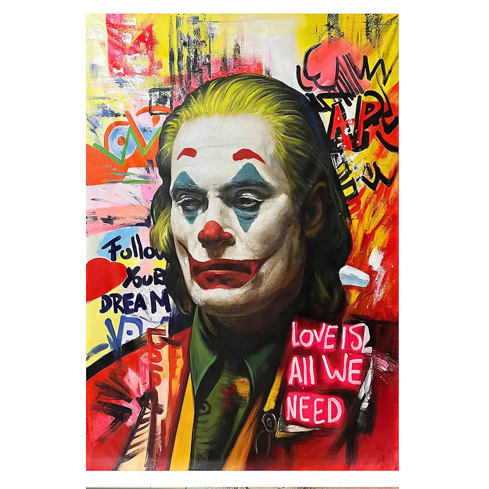 Large Wall Art Street Graffiti Joker Posters Canvas Pop Art Inspiring Quote Love All We Need Pictures for Living Room Home Decor