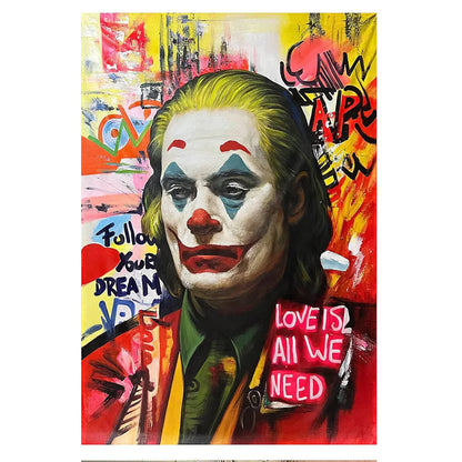 Large Wall Art Street Graffiti Joker Posters Canvas Pop Art Inspiring Quote Love All We Need Pictures for Living Room Home Decor