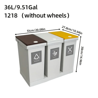 1 set of pulley type classification garbage bin, 20L/36L/40L/60L,kitchen garbage dry and wet separation,suitable for households
