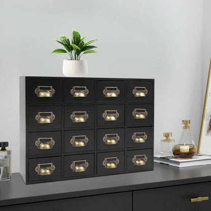 16 Drawer Cabinet, Wooden Medicine Cabinet with Handle, Desktop Drawer Organizer for Households, Offices, Small Workshops
