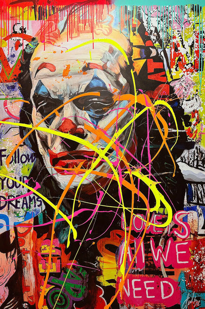 Large Wall Art Street Graffiti Joker Posters Canvas Pop Art Inspiring Quote Love All We Need Pictures for Living Room Home Decor