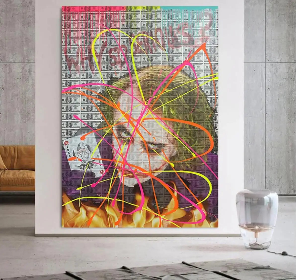 Large Wall Art Street Graffiti Joker Posters Canvas Pop Art Inspiring Quote Love All We Need Pictures for Living Room Home Decor