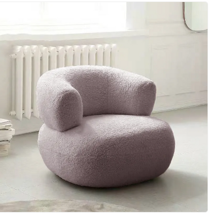 Minimalist Creative Casual White Lambswool Lazy Small Apartment Single Sofa Chair
