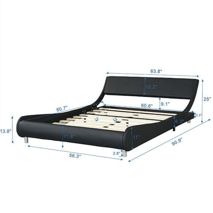 Faux Leather Upholstered Platform Bed Frame With LED Lighting With Remote Control And APP