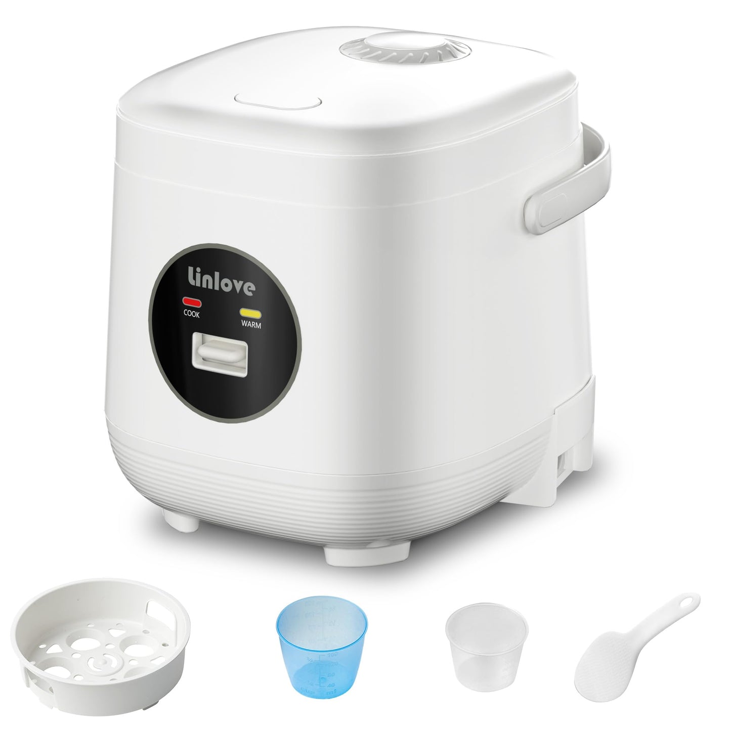 3 Cups Mini Rice Cooker Portable 1.6 Quart Capacity Non-Stick Small Rice Maker Rice cooker with BPA FreeOne Touch & Keep Warm FunctionRecipe BookFood SteamerWhite120V