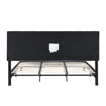 Upholstered Platform Bed Frame With Linen Headboard