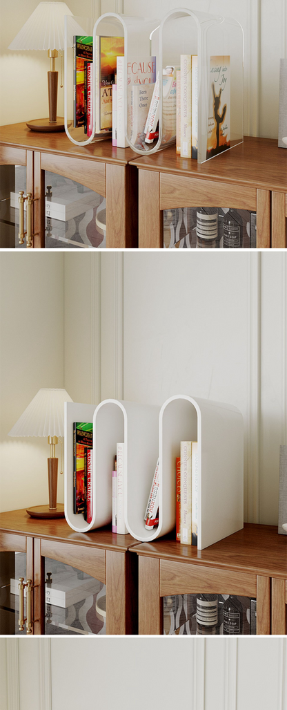 Transparent Minimalist Side Table with Magazine Rack