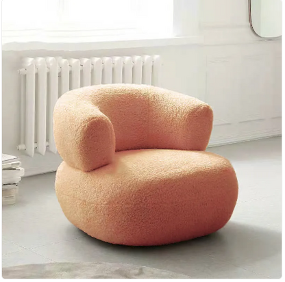 Minimalist Creative Casual White Lambswool Lazy Small Apartment Single Sofa Chair