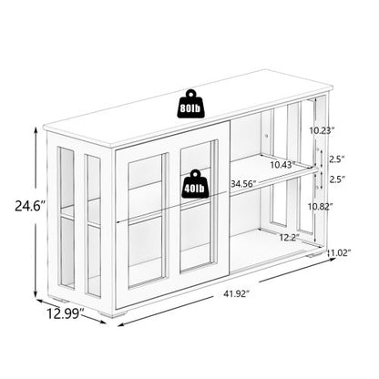 Kitchen Storage Cabinet With Glass Door - Black
