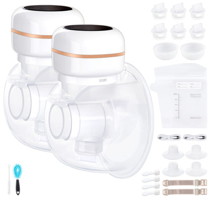 Breast Pump Double Wearable Electric Breast Pump Hands Free Breast Pump 3 Modes & 9 Levels Portable Breast Pump LED Display 19/22/25 mm Flanges Breastfeeding Pump Replacement Parts Set