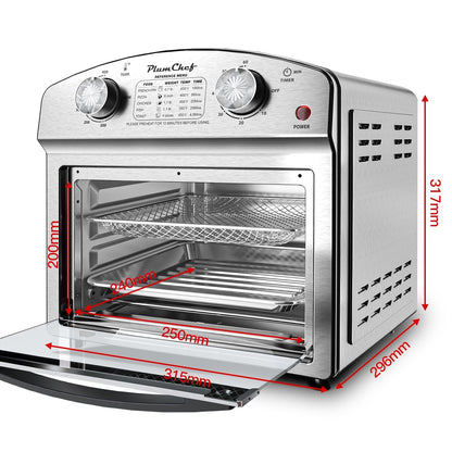 Stainless Steel 12 Liter Air Fryer With Dual Knob Control