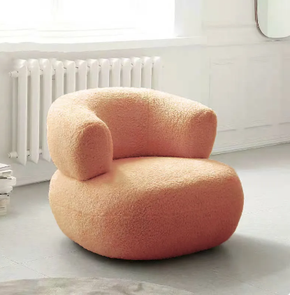 Minimalist Creative Casual White Lambswool Lazy Small Apartment Single Sofa Chair