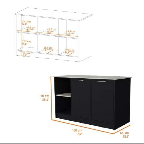 Black And Onyx Double Door Cabinets Kitchen Island